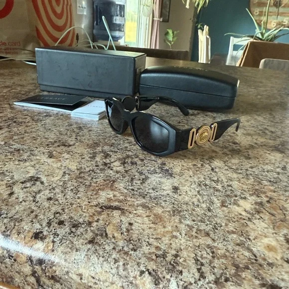 Versace Black Sunglasses with Gold Accent